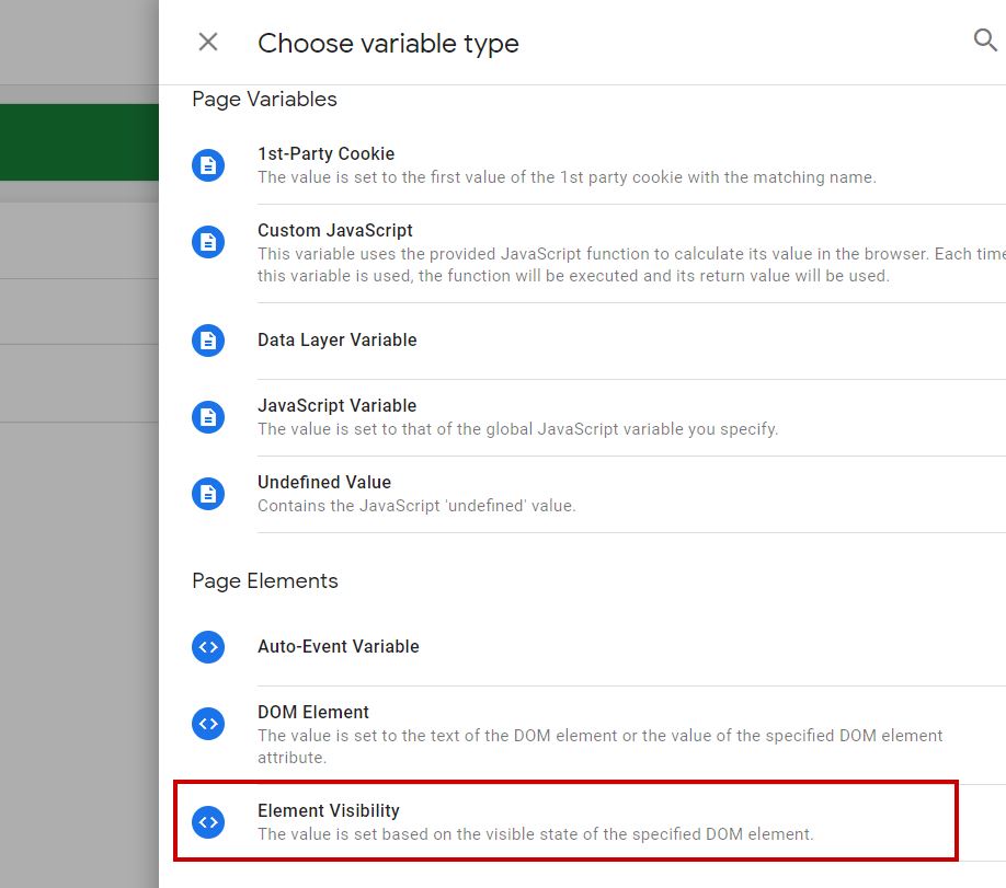 Google Tag Manager - Variable Element Visibility 