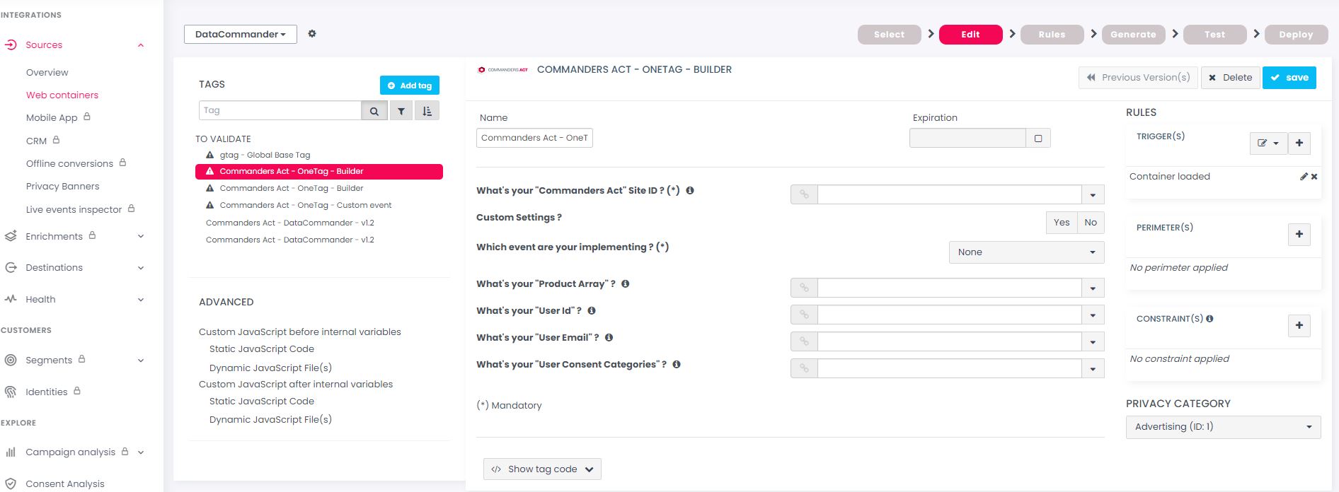 Tag Management Platform: Commanders Act Platform X - DataCollection ...